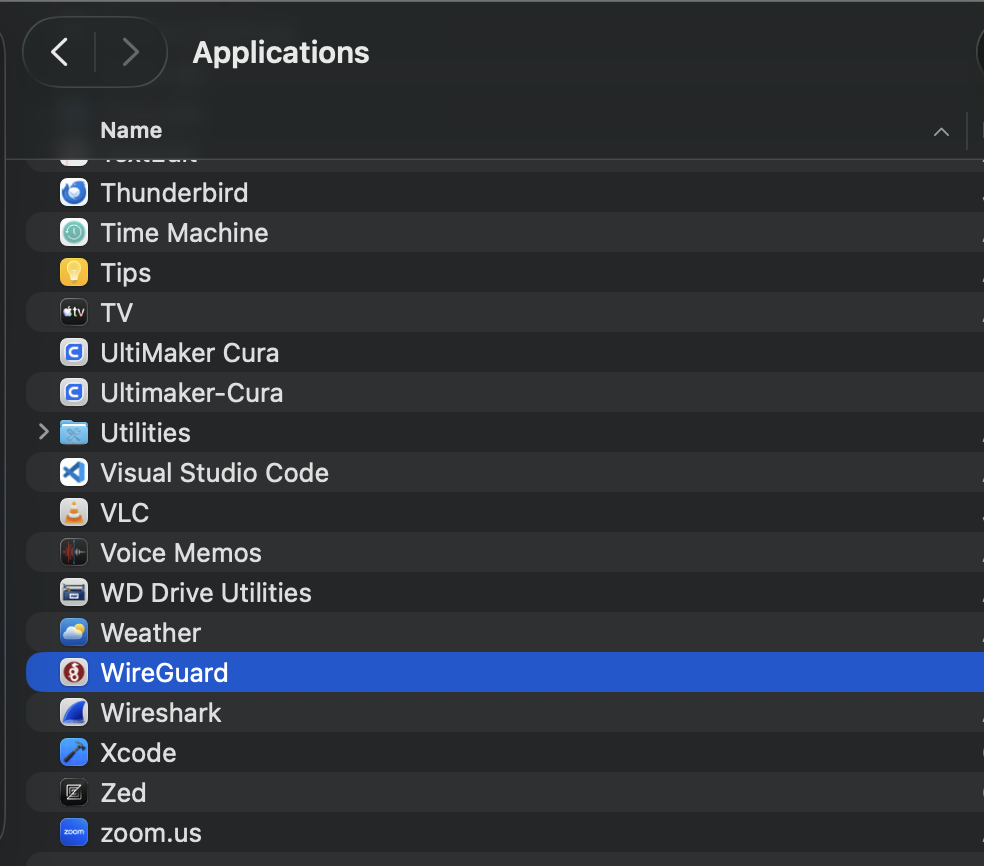 WireGuard Mac application