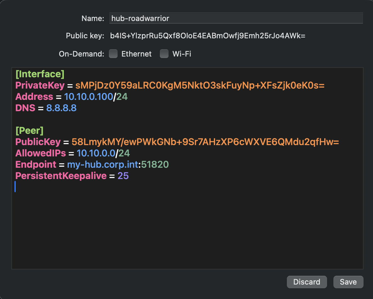 WireGuard roadwarrior config