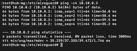 Ping from hub to OpenWrt