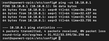 Ping from OpenWrt to Hub