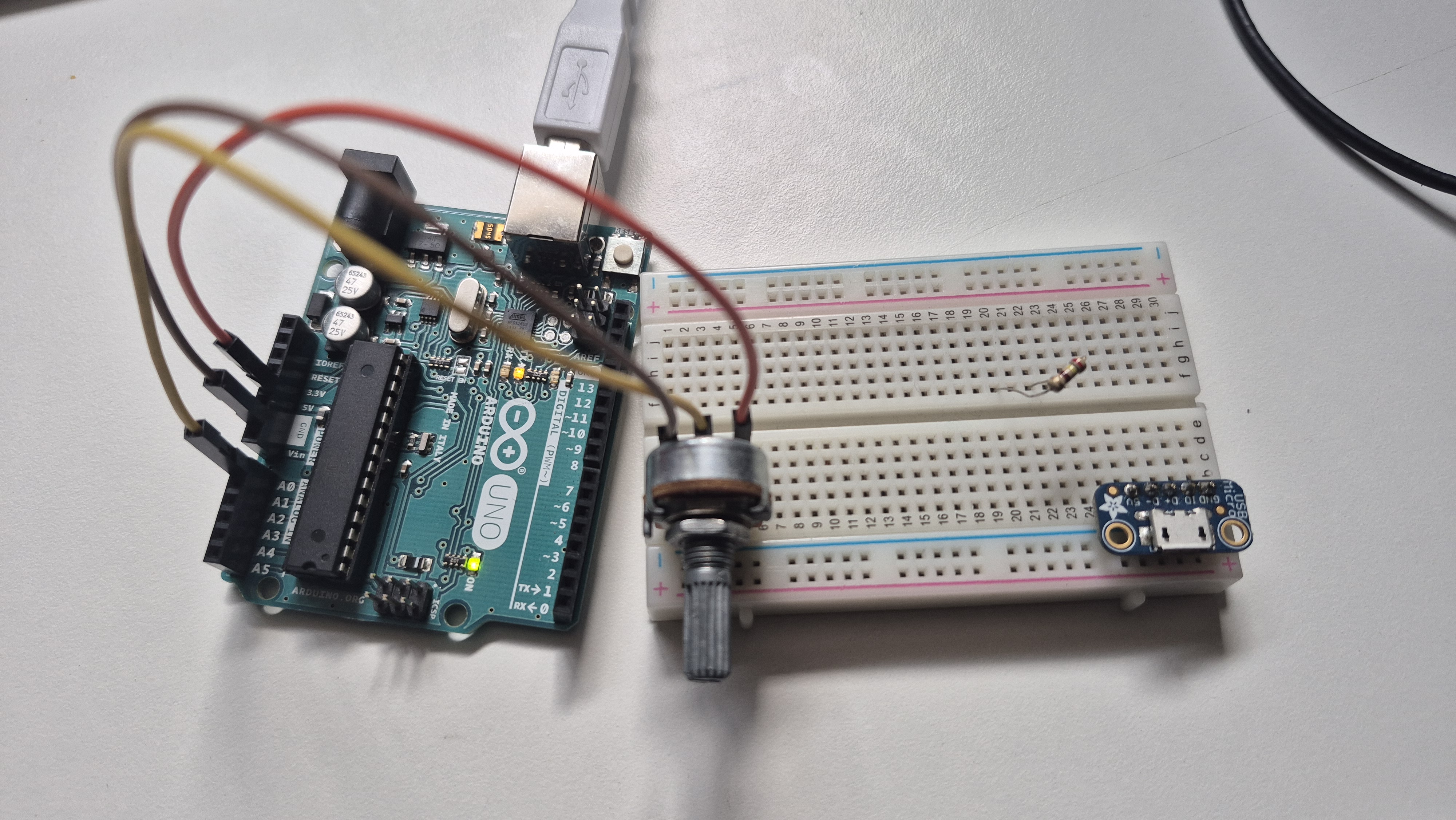 Close up of the Arduino and circuit board